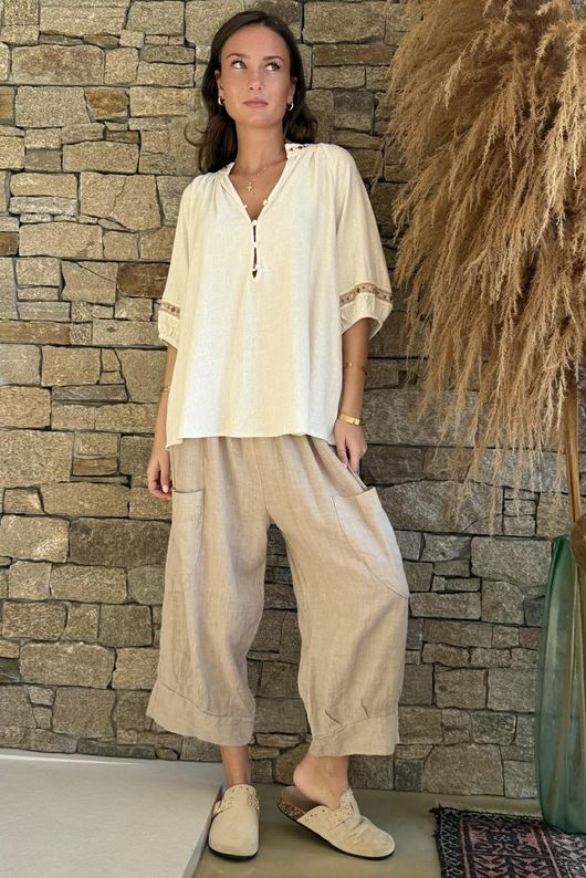 Dalt Vila Peasant Blouse Stone